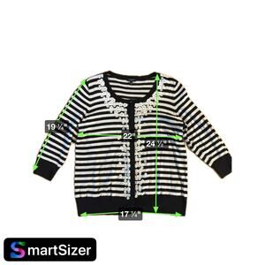 Talbots Women's Striped Cardigan Sweater 3/4 Sleeve Sequined Casual‎ Size X